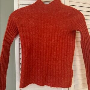 Madewell Vibrant Red Ribbed Turtleneck Sweater